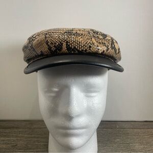 Newsboy flat cap. Snakeskin pattern. Kittenish. See photo for size. Faux leather